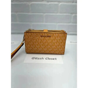 Michael Kors MK Double Zip Wristlet Wallet - honeycomb yellow